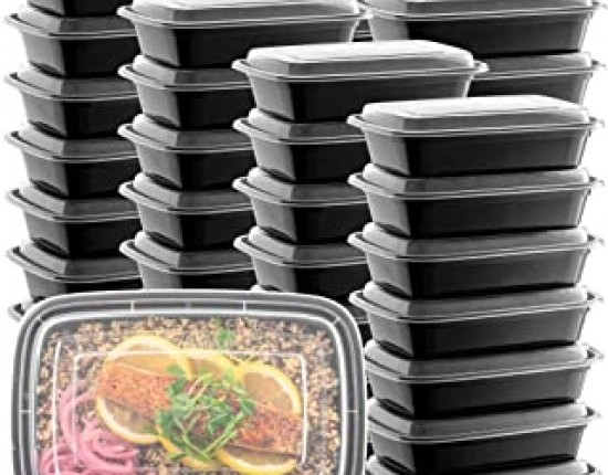 50-Pack Meal Prep Plastic Microwavable Food Containers 