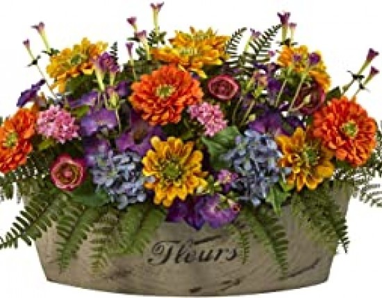 Mixed Flowers Artificial Arrangement in Decorative Vase