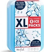 Fit & Fresh XL Cool Coolers Freezer Slim Ice Pack for Lunch Box, Set of 4, Large, Blue